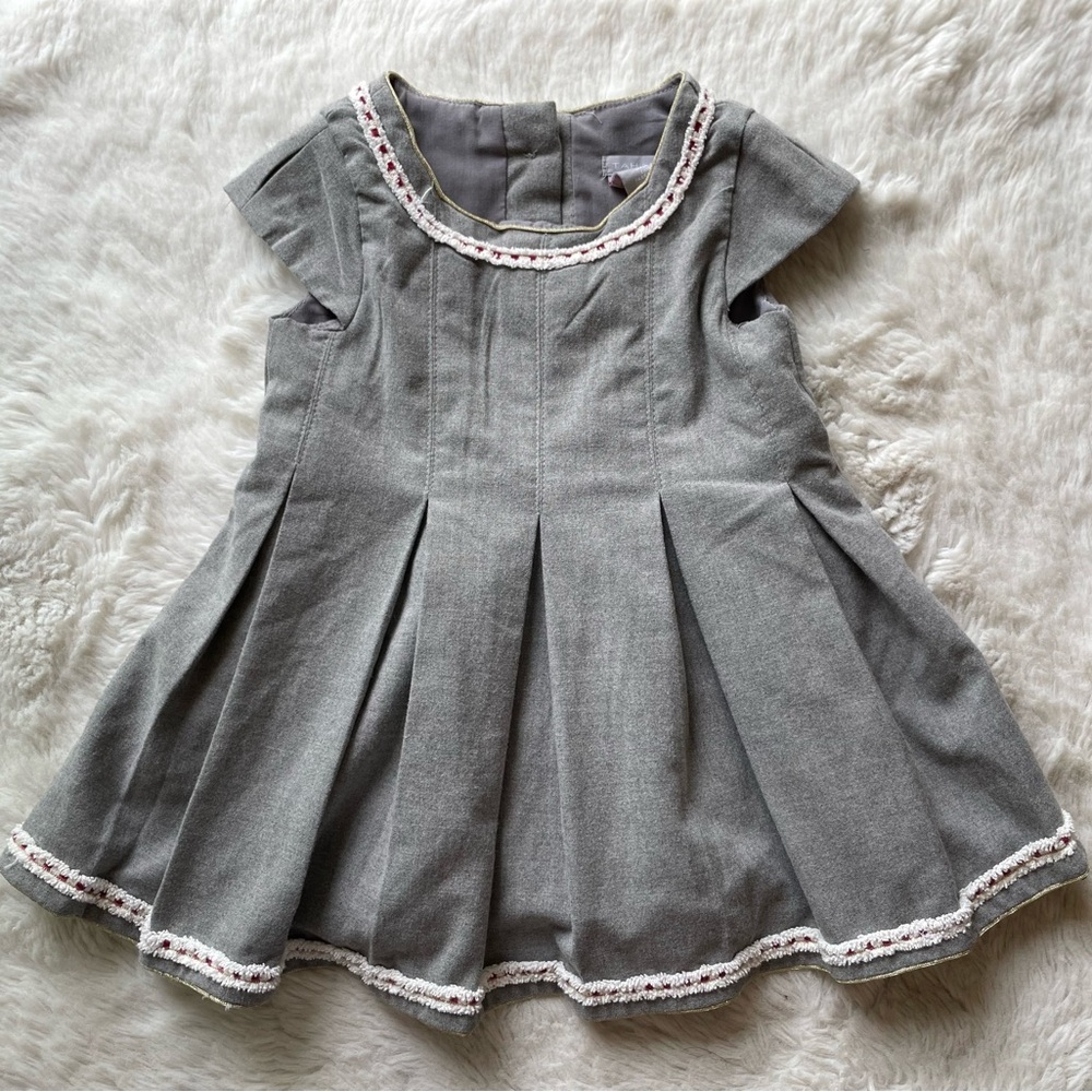 Tahari Gray Kids Dress with Lace Accents